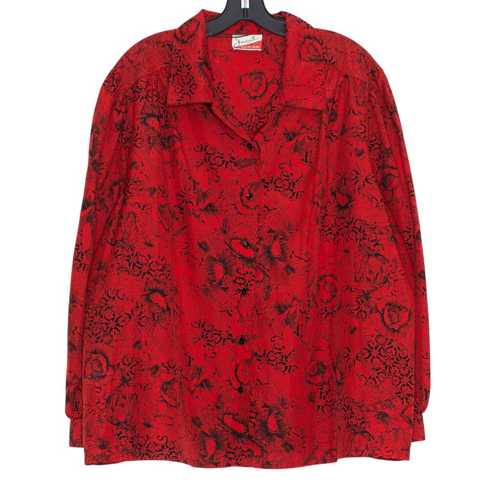 Jonquil Vintage Top Retro Goth Grunge Whimsigoth Romantic Button Up Red Black 4X